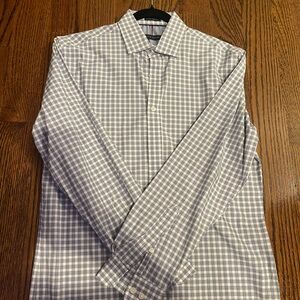 Tommy Hilfiger Gray and White Plaid Dress Shirt